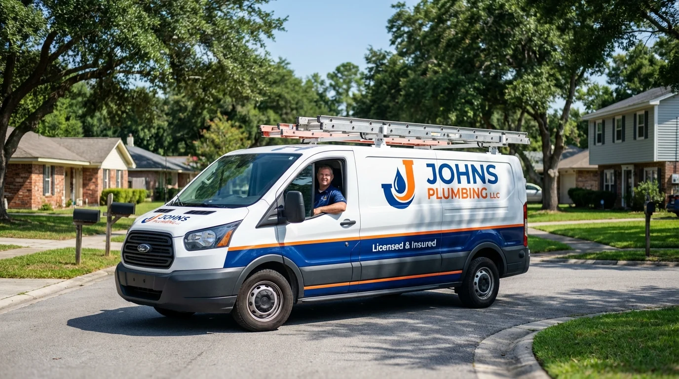 Johns Plumbing LLC service van in Woodstock, GA
