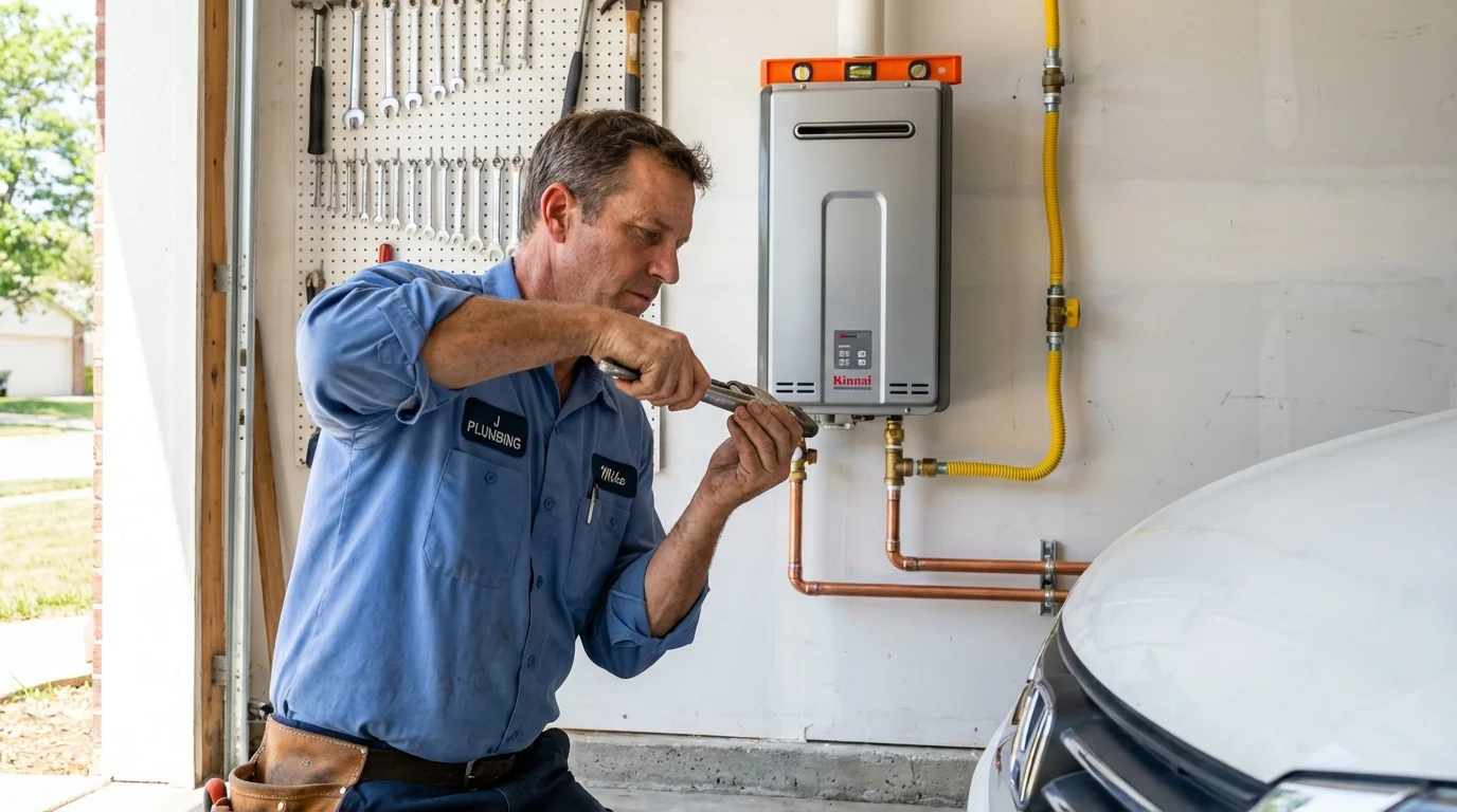 Tankless water heater installation by a Johns Plumbing LLC plumber in Woodstock